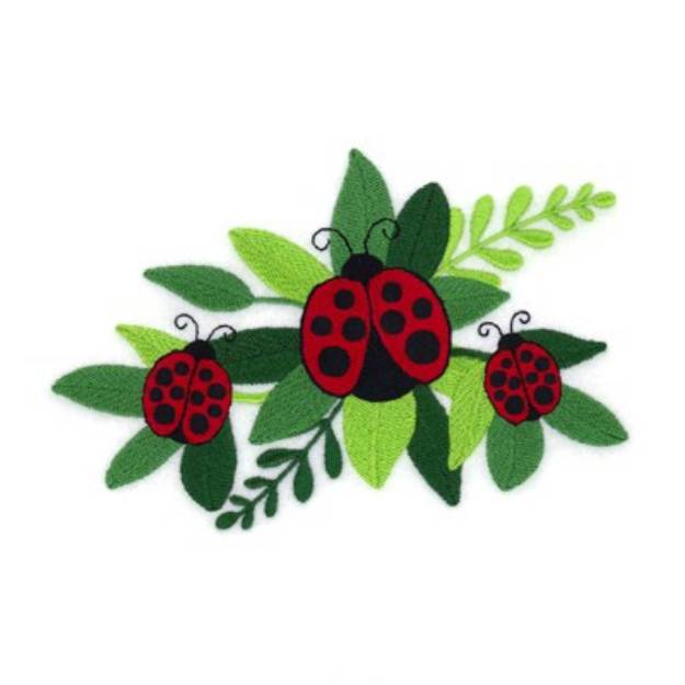 Picture of Ladybug Leaf Large Machine Embroidery Design