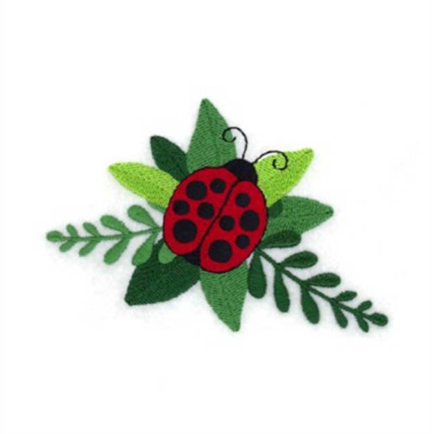 Picture of Ladybug Leaf Medium Machine Embroidery Design