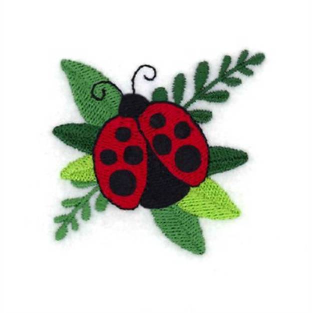 Picture of Ladybug Leaf Small Machine Embroidery Design