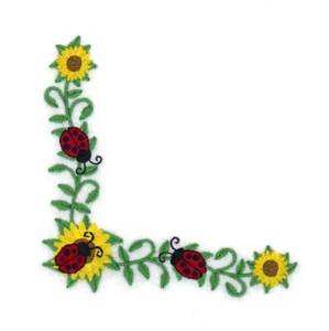 Picture of Ladybug Sunflower Corner Machine Embroidery Design