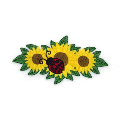 Ladybug Sunflower Medium Machine Embroidery Design
