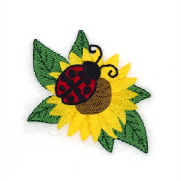 Picture of Ladybug Sunflower Small Machine Embroidery Design