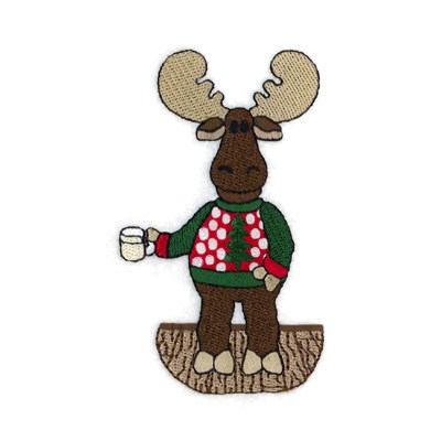 Christmas Sweater Moose Machine Embroidery Design