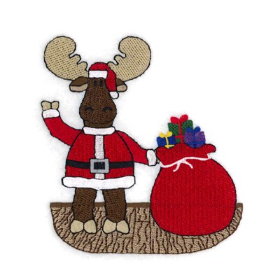 Santa Moose Machine Embroidery Design