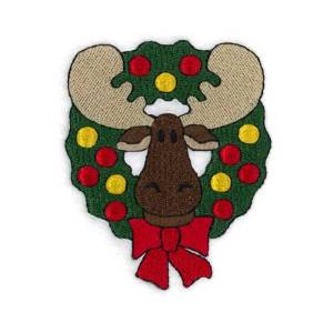 Picture of Christmas Wreath Moose Machine Embroidery Design