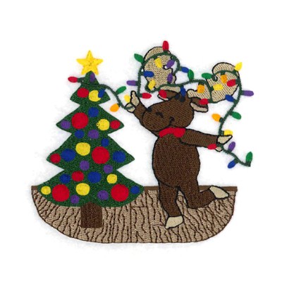 Christmas Tree Moose Machine Embroidery Design