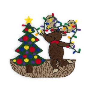Picture of Christmas Tree Moose Machine Embroidery Design