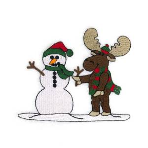Picture of Snowman and Moose Machine Embroidery Design