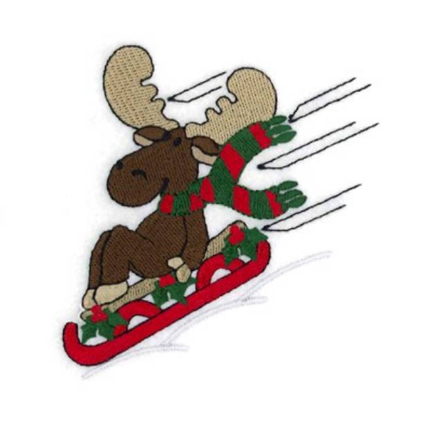 Picture of Sledding Moose Machine Embroidery Design