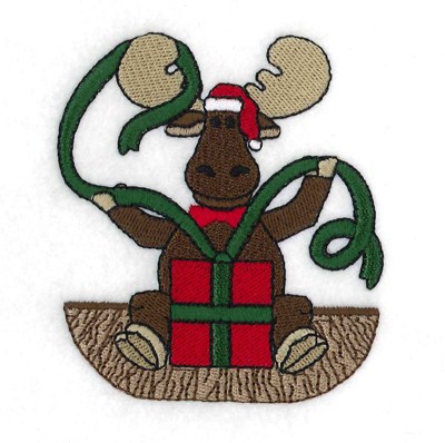 Gift Wrapping Moose Machine Embroidery Design