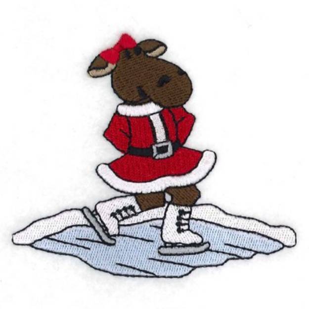 Picture of Ice Skating Moose Machine Embroidery Design