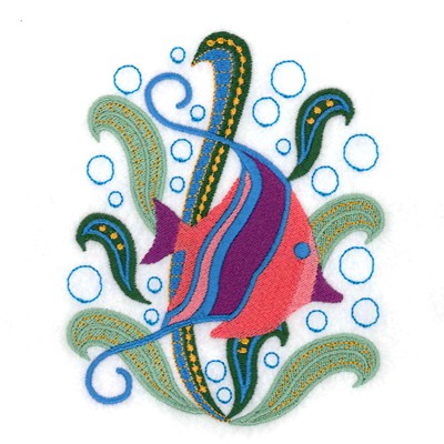 Jacobean Underwater Fish Machine Embroidery Design