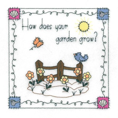Garden Grow Quilt Square Machine Embroidery Design