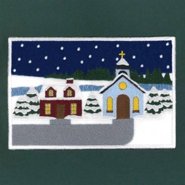 Picture of Winter Church Placemat Machine Embroidery Design