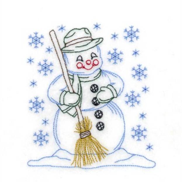 Picture of Snowman with Broom Machine Embroidery Design