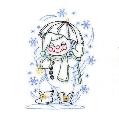 Snowman with Umbrella Machine Embroidery Design