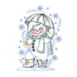 Picture of Snowman with Umbrella Machine Embroidery Design