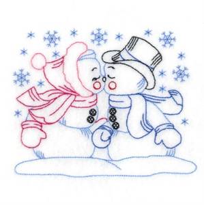 Picture of Snowman Kissing Machine Embroidery Design