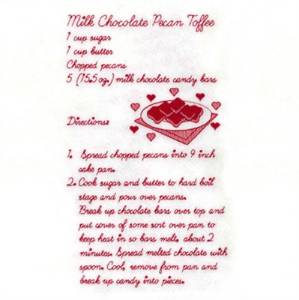 Picture of Milk Chocolate Pecan Toffee Recipe Machine Embroidery Design
