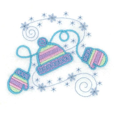 Whimsical Hat & Mittens Machine Embroidery Design
