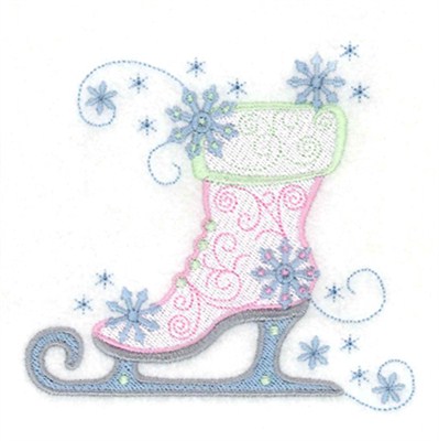 Whimsical Ice Skate Machine Embroidery Design