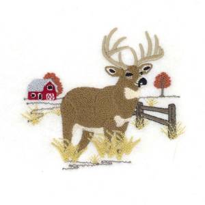 Picture of Buck At Farm Machine Embroidery Design