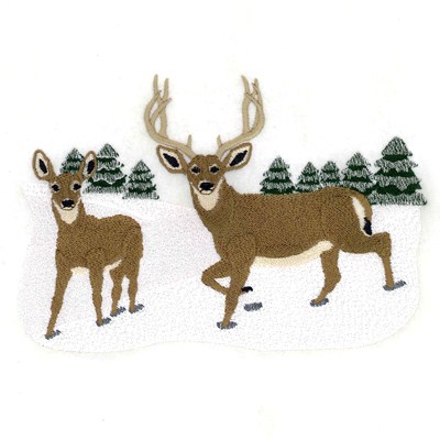 Buck and Doe Machine Embroidery Design