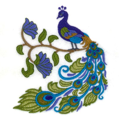 Jacobean Peacock Machine Embroidery Design