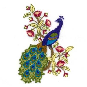Picture of Floral Jacobean Peacock Machine Embroidery Design