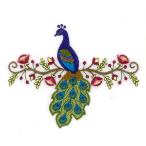 Picture of Floral Peacock Machine Embroidery Design