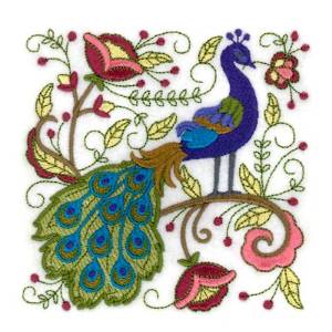 Picture of Jacobean Peacock Block Machine Embroidery Design