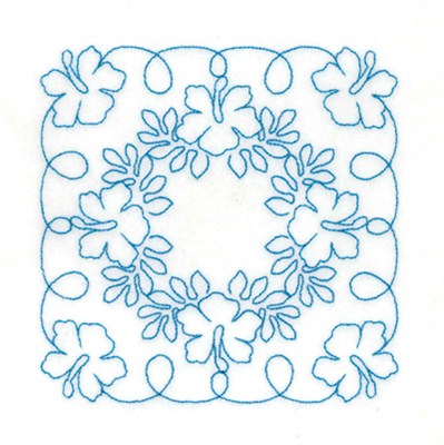 RW Hibiscus Square Machine Embroidery Design