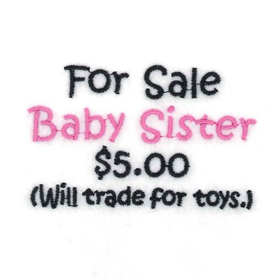 For Sale Baby Sister Machine Embroidery Design