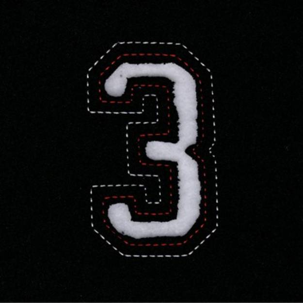 Picture of Small Cutout Number 3 Machine Embroidery Design