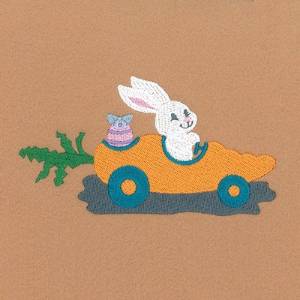 Picture of Bunny in Carrot Car Machine Embroidery Design