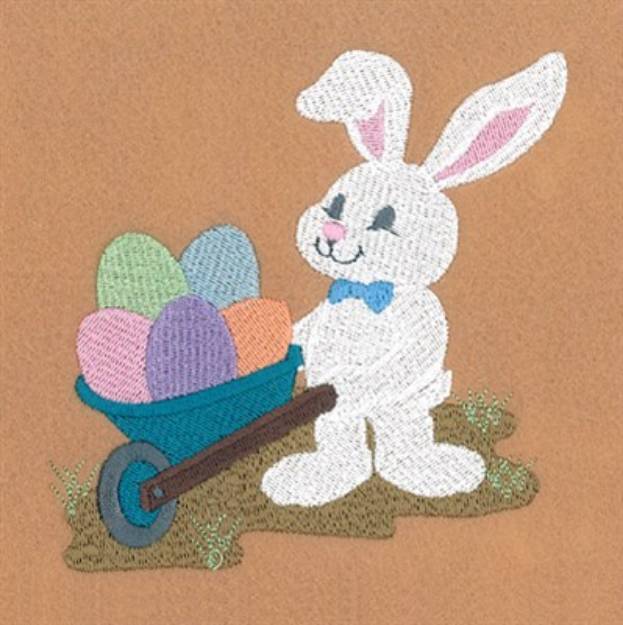 Picture of Bunny & Wheelbarrow Machine Embroidery Design