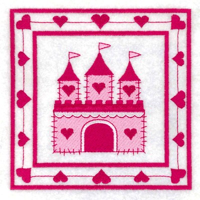 Castle Quilt Square Machine Embroidery Design