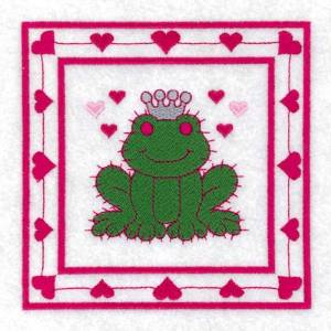 Picture of Frog Prince Quilt Square Machine Embroidery Design