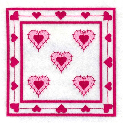 Hearts Quilt Square Machine Embroidery Design