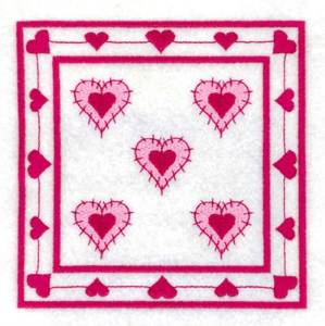 Picture of Hearts Quilt Square Machine Embroidery Design