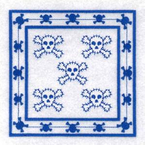 Picture of Skulls Quilt Square Machine Embroidery Design