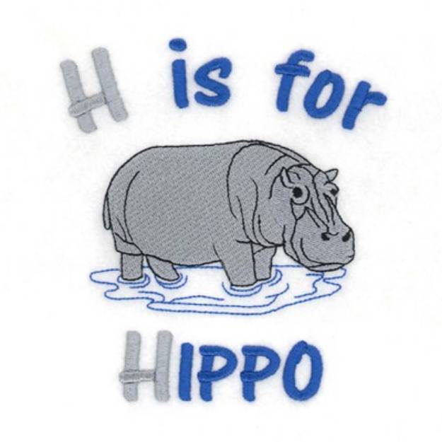 Picture of H For Hippo Machine Embroidery Design