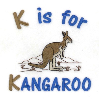 K For Kangaroo Machine Embroidery Design