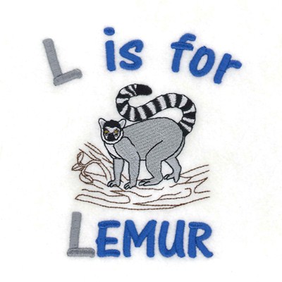 L For Lemur Machine Embroidery Design