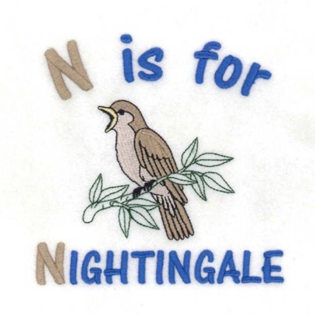 Picture of N For Nightingale Machine Embroidery Design