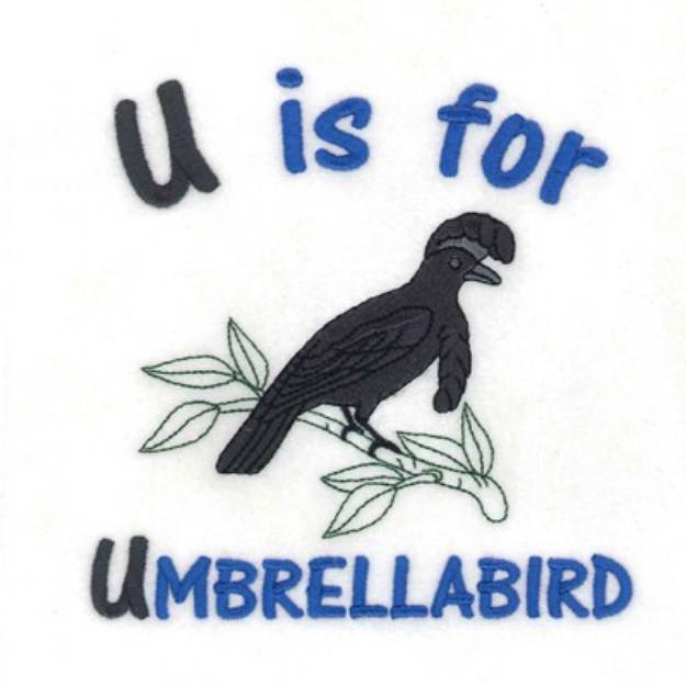 Picture of U For Umbrellabird Machine Embroidery Design