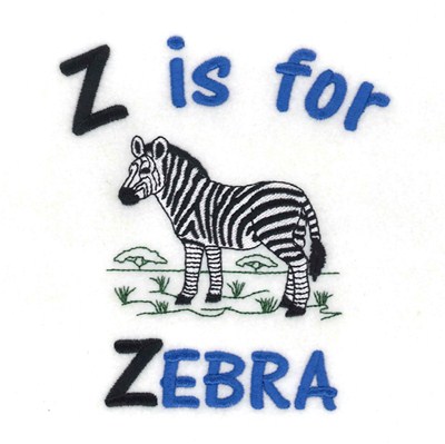 Z For Zebra Machine Embroidery Design