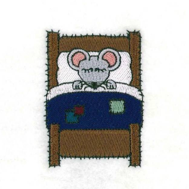 Picture of Mouse in Bed Machine Embroidery Design