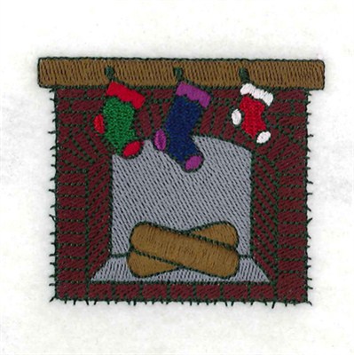 Fireplace with Stockings Machine Embroidery Design