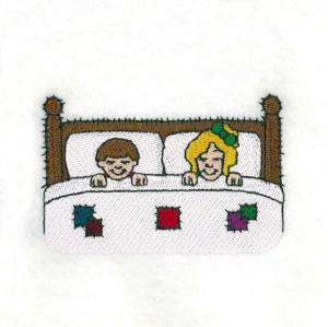 Picture of Children in Bed Machine Embroidery Design